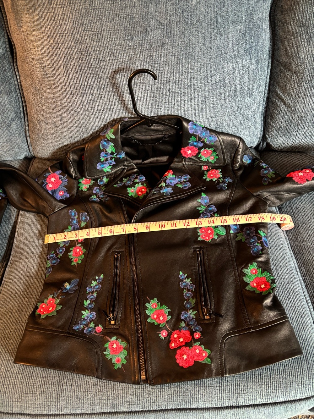 Elie Tahari Mae Embroidery Lambskin Moto Jacket-small - Picture 14 of 16